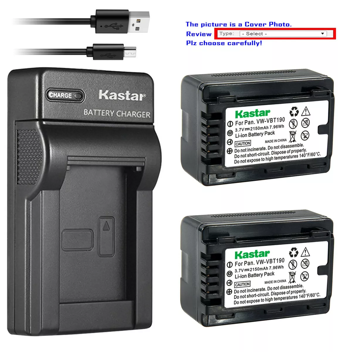 flod Tag det op brugt Kastar Battery Slim USB Charger for Panasonic VW-VBT190 Battery VW-BC10  Charger | eBay