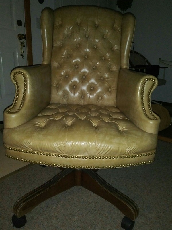 Vintage Office Desk Chair Faux Leather Tufted On Wheels High Point Chair Co.