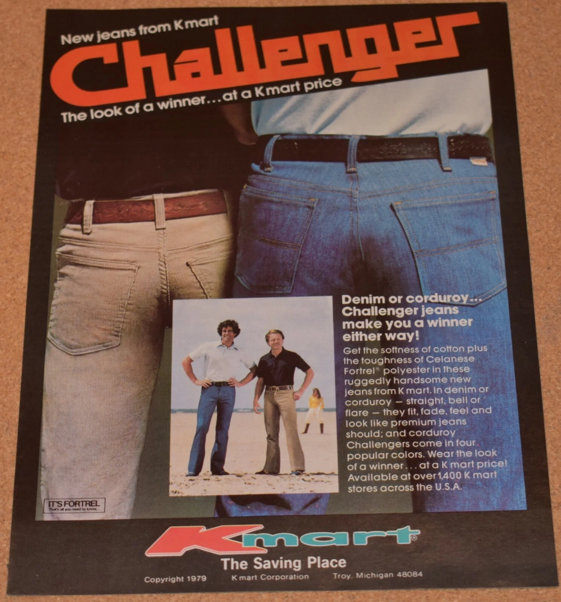 1972 Print Ad Kmart denim corduroy mens pants jeans style fashion back Troy  MI 