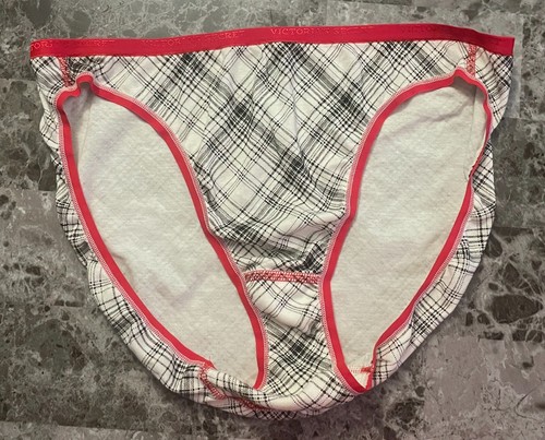 VICTORIA'S SECRET XL RED BLACK PLAID 100% COTTON VINTAGE RARE BIKINI PANTIES