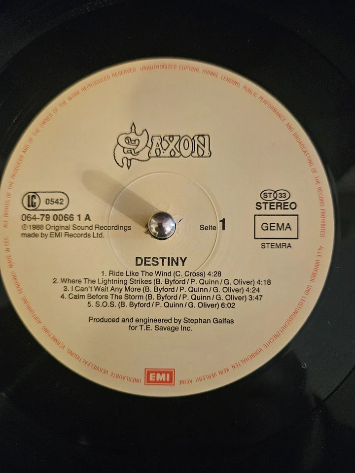 SAXON Destiny 1988 LP HARD ROCK HEAVY METAL CLASSIC ORG PRS VINYL - Image 3 of 4