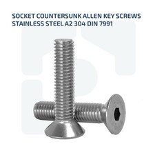 M3 M4 M5 M6 SOCKET COUNTERSUNK ALLEN KEY SCREW BOLT A2 STAINLESS STEEL DIN 7991