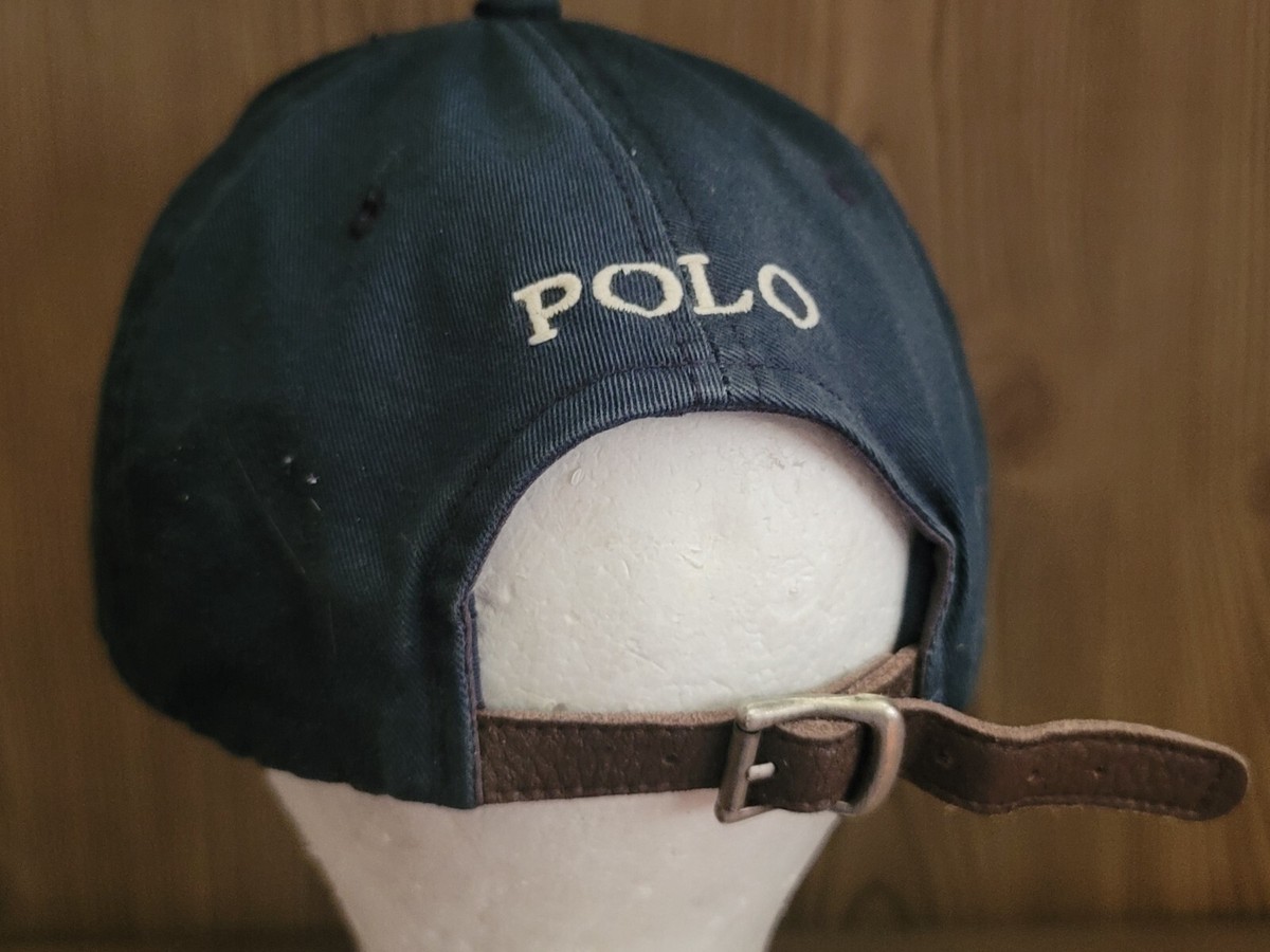 Polo Ralph Lauren Hat Baseball Cap Blue Adjustable Leather Strap