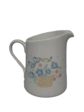 VINTAGE Corelle Coffee Creamer COUNTRY CORNFLOWER Orange Blue Flowers Basket 