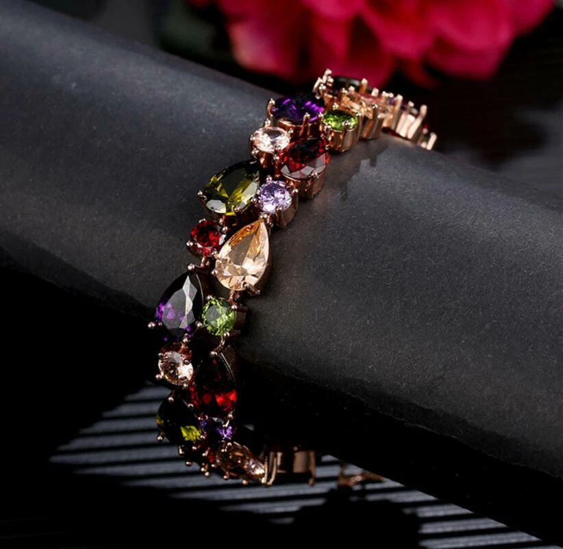 Mona Lisa Natural Shiny Amethyst Garnet Peridot Gemstone Silver Charm Bracelets - Image 4 of 4