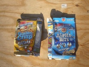 Post Alpha Bits & Golden Crisp Empty Boxes,2002 ,w/MLB Bobblehead Advertisements