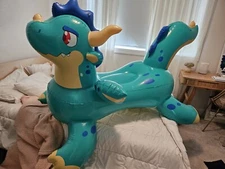 IW Inflatable World Dragon Ride On Green Shiny NIB