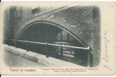 Postcard - Turm Of London - Traitors' Gate Und The Gun Kutsche Ab
