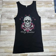 Dirty Goatees Black Fitted Graphic Tank Top- Large