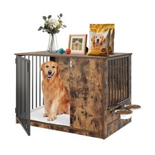 Dog Crate Furniture with Cushion for Large Dogs, 36" Indoor Wooden Dog Kennel...