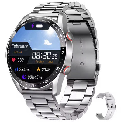 Smartwatch Herren Bluetooth Anrufe 1,28 Zoll HD Fitnessuhr IP67  silber Neu