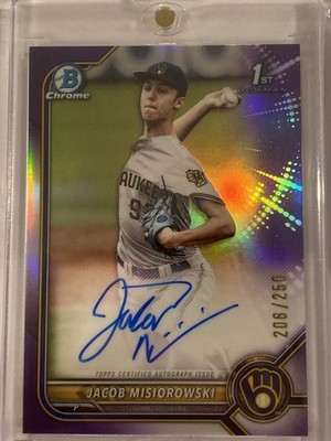 2022 Bowman Draft Jacob Misiorowski Chrome Auto Purple Refractor 1st /250 Mint 