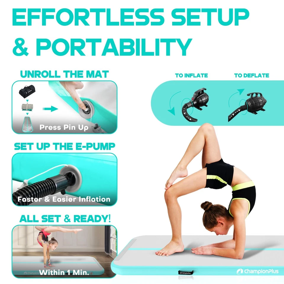 Alfombra inflable para gimnasia de 10 pies 13 pies 16 pies 20 pies 4... Foto 4 de 4