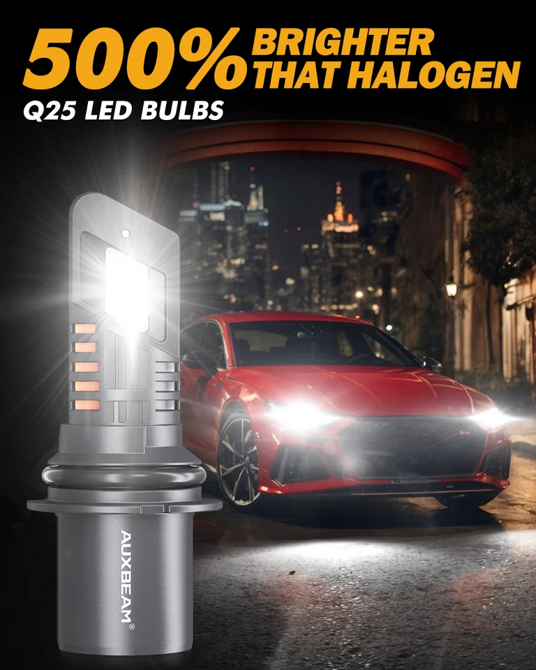 AUXBEAM Canbus 9004 HB1 LED Headlight Bulbs High Low Dual Beam 100W 25000LM 1:1 - Image 4 of 4
