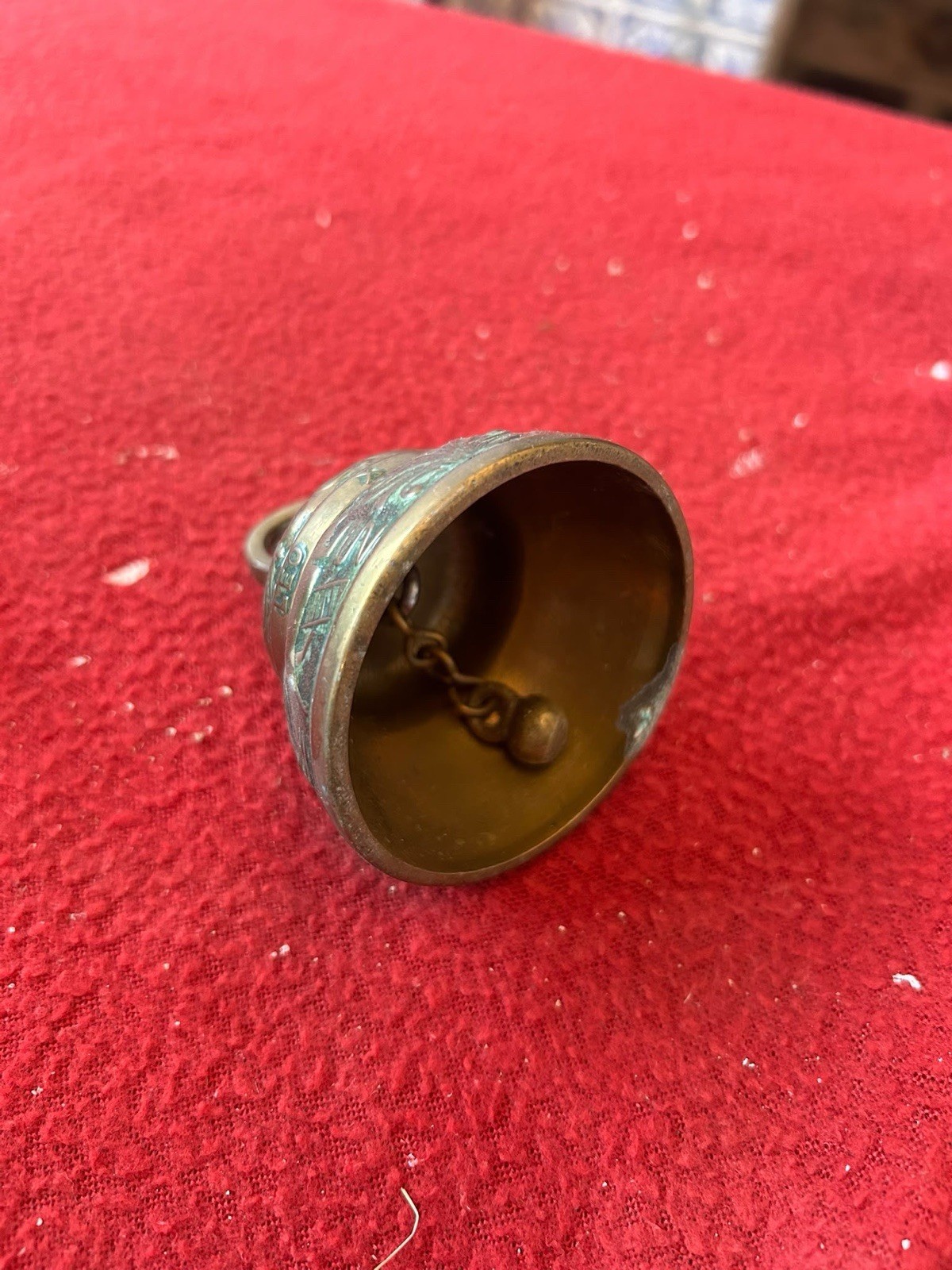 Bronze Metal Hand Bell with Handle, Animal Theme, Engraved Floral ...