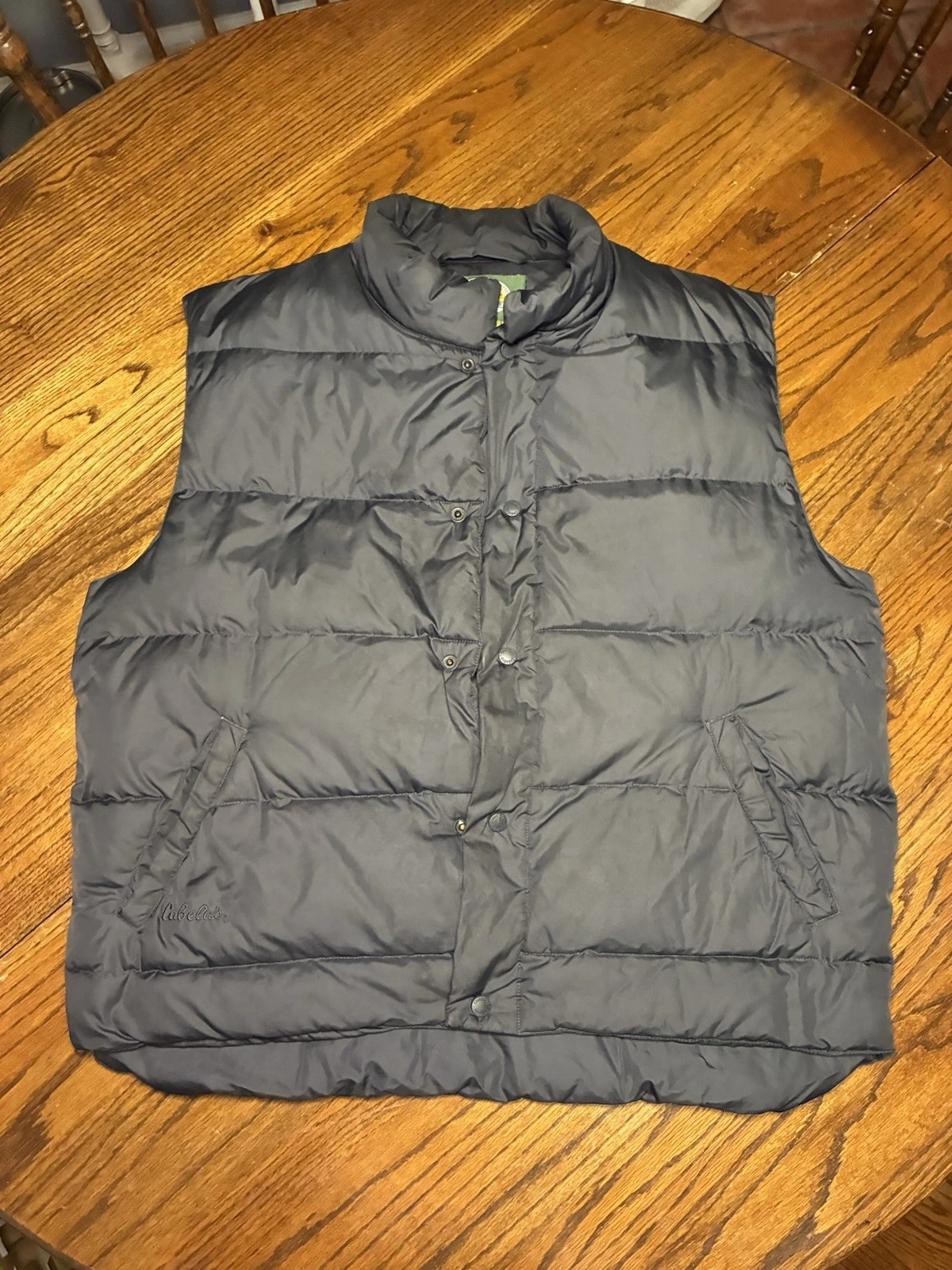 Cabelas Mens Premier Northern Goose Down Puffer Vest Gray Large 550 Fill Power