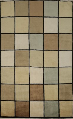 Nepalese Blocks Checkered Rug 6x9 Hand-knotted Wool Oriental Modern for Any Room