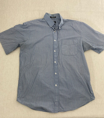Arrow Button Down Shirt Mens M Blue Striped Classic Collared Short Sleeve Pocket