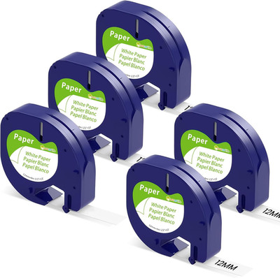5PK Compatible Dymo LetraTag Refill White Paper 91200 Label Tape 12mm LT-100H