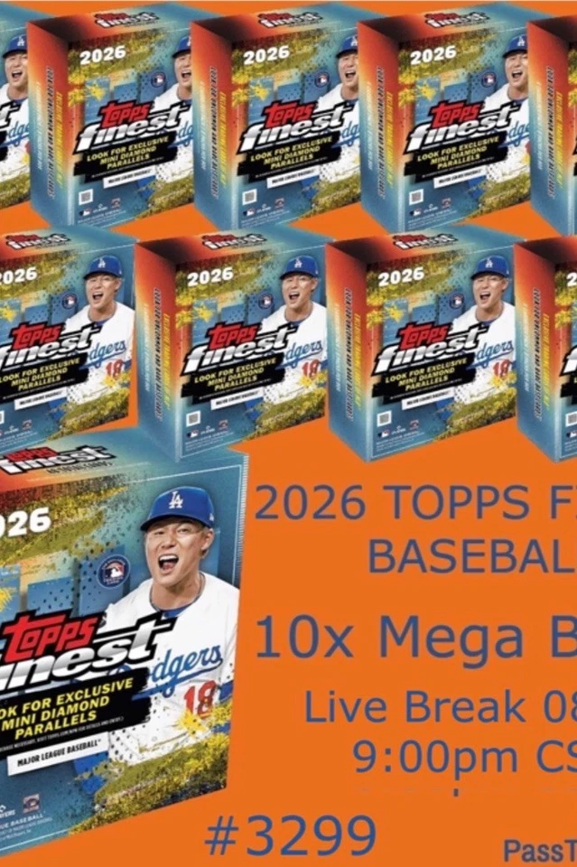 2026 TOPPS FINEST BASEBALL - 10x Mega Boxes - HALF CASE BREAK 3299