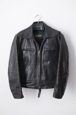 VTG 60s Vetements French Black Leather Jacket - Boxy Fit