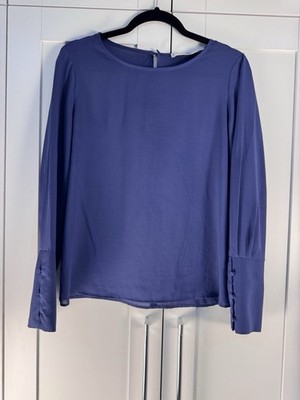 MNG Mango Basics Blouse Long Sleeve Blue Minimalist Lightweight Womens S