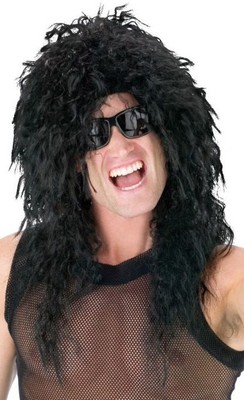 Headbanger 80er Heavy Metal Rock schwarz Herren Kostüm Perücke