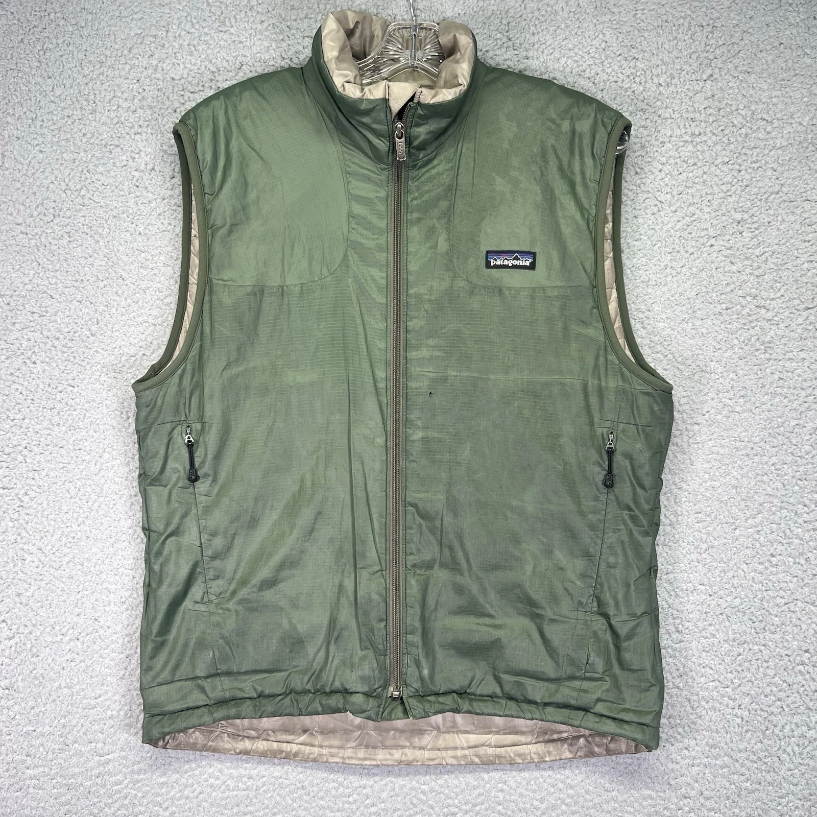Patagonia Vest Mens Small Green Micro Puff Full Zip Lightweight Hiking Outdoors