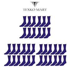 6-12 Pairs Men's Navy Blue Sports Cotton Crew Work Socks Size 9-11 ,10-13