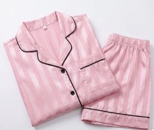 SALE Womens Satin PJ Set Short Sleeve Shirt & Shorts | Silky Pyjamas Nightwear