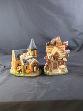 2 Halloween Haunted Village House Inn W Decorations Ghosts Witch Pumpkins
