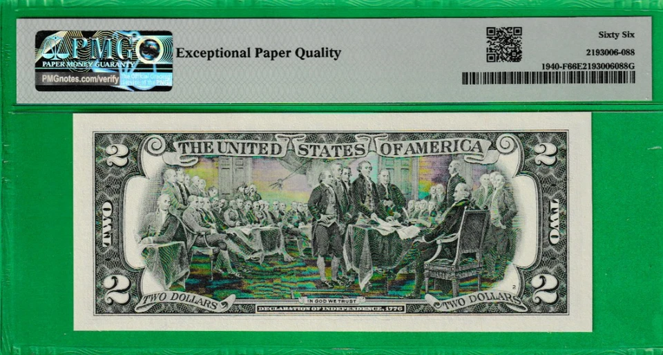 $2  TWO DOLLAR Federal Reserve note LADDER Serial Numbers 1-2-3-4-5-6-8-9 PMG 66 - Image 3 of 3