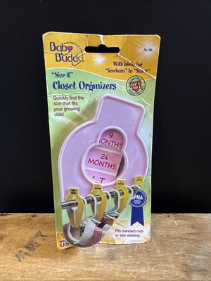 New In Pack Baby Buddy Size-It Closet Organizers Pink Baby Clothes Dividers 5pk