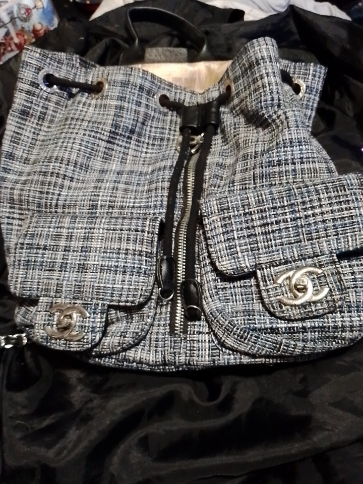 Chanel Tweed Drawstring Backpack - image 1