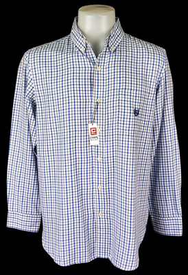 CHAPS by RALPH LAUREN Herren blau kariertes L/S ABENDHEMD ultraweich - L - 48'' -59£