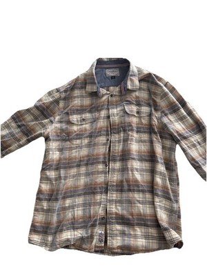 Flag & Anthem Button Shirt Mens Size XL Long Sleeve Multicolor Flannel Plaid
