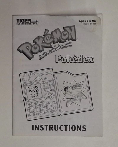 Vintage Instructions Manual ONLY Pokemon Pokedex 1999 Toy Tiger Electronics