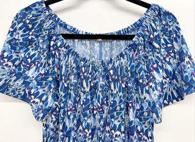 ***NEW Joie De Vivre OFF SHOULDER Flutter Sleeve Sz Lg Dress Blue***