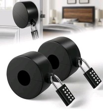 2 Pack Door Lockout Device Child Proof Door Knob Covers with Combination Padlock