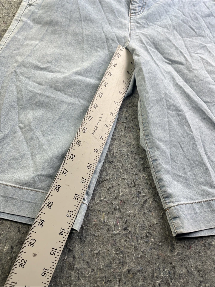 Pantalones Cortos Kim Rogers Para Mujer 10 Azul Frente Plano Tiro Alto Lavado Ligero Informal Denim Foto 3 de 4