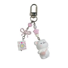 Creative Flocking Bear Bag Pendant Keychain Small Animal Phone Pendant