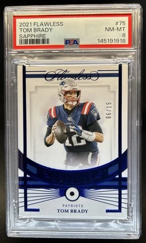 2021 Panini Flawless Tom Brady Sapphire #/15 Patriots PSA 8