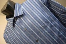 Tommy Bahama Hawaiian Shirt Pima Poly Blend Striped Long Sleeve Mens Size XL