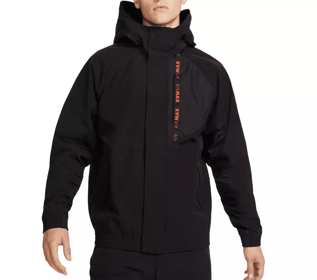 NIKE AIR MAX WOVEN JACKET HOODED BLACK FULL ZIP LOGO NEW TRACK TOP MEN SIZE S