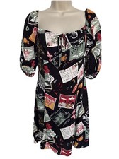 Reformation “Sette” Mini Dress Postcard Print Black/Multi Color Size 4