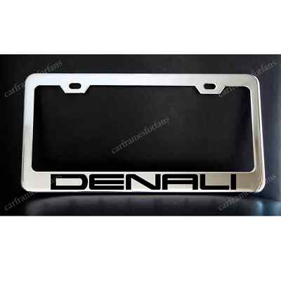 GMC DENALI License Plate Frame Custom Made of Chrome Plated Metal,CAPS INCLUDED