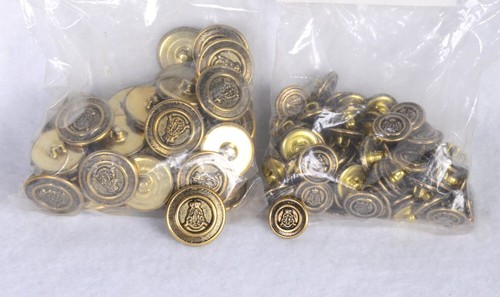 2 Beutel = 108 antike Gold Messing KRONE & WAPPEN Knöpfe 5/8 Zoll D & 3/4 Zoll - Bild 3 von 4