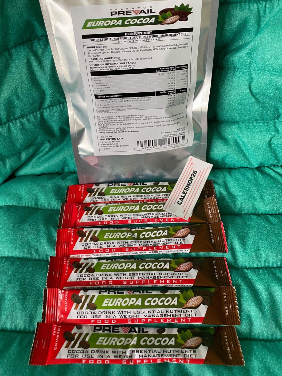 Original Valentus Prevail Belgian Cocoa Weightloss Hot Choco 24 Sachet - 4Weeks 100% nowa, popularna WYPRZEDAŻ!