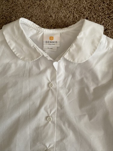NWOT-DENNIS UNIFORM Girls Size 8 White Peter Pan Collar Long Sleeve Blouse - Picture 2 of 3