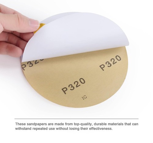 6 in PSA disco de lijado autoadhesivo 40-800 grano pegajoso fondo lijadora DA papel de lija - Imagen 35 de 54